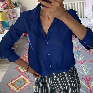 H&M electric blue blouse silky